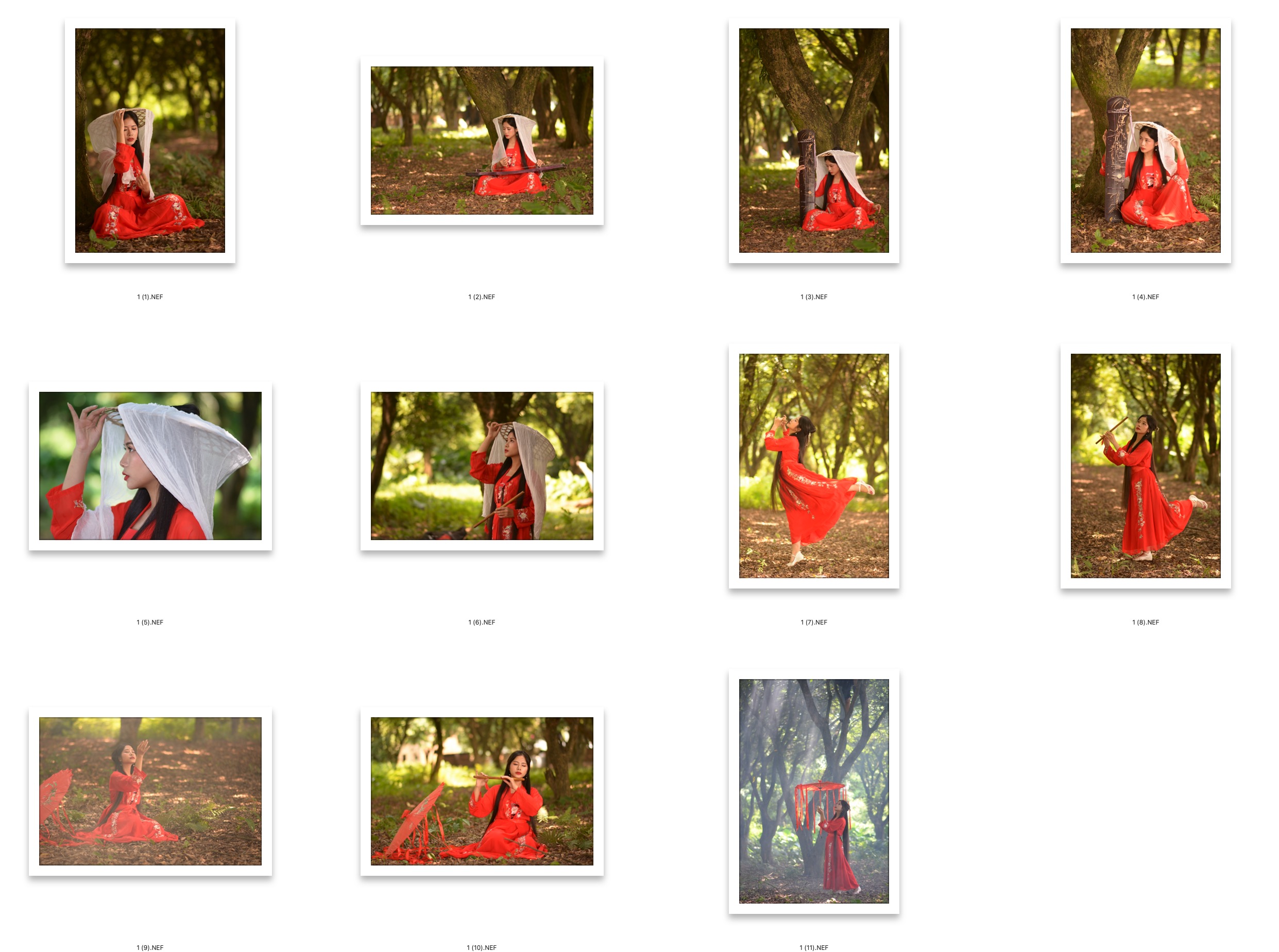 图片[2]-11张森林古筝红衣古装美女人像RAW原片尼康D7100NEF格式素材