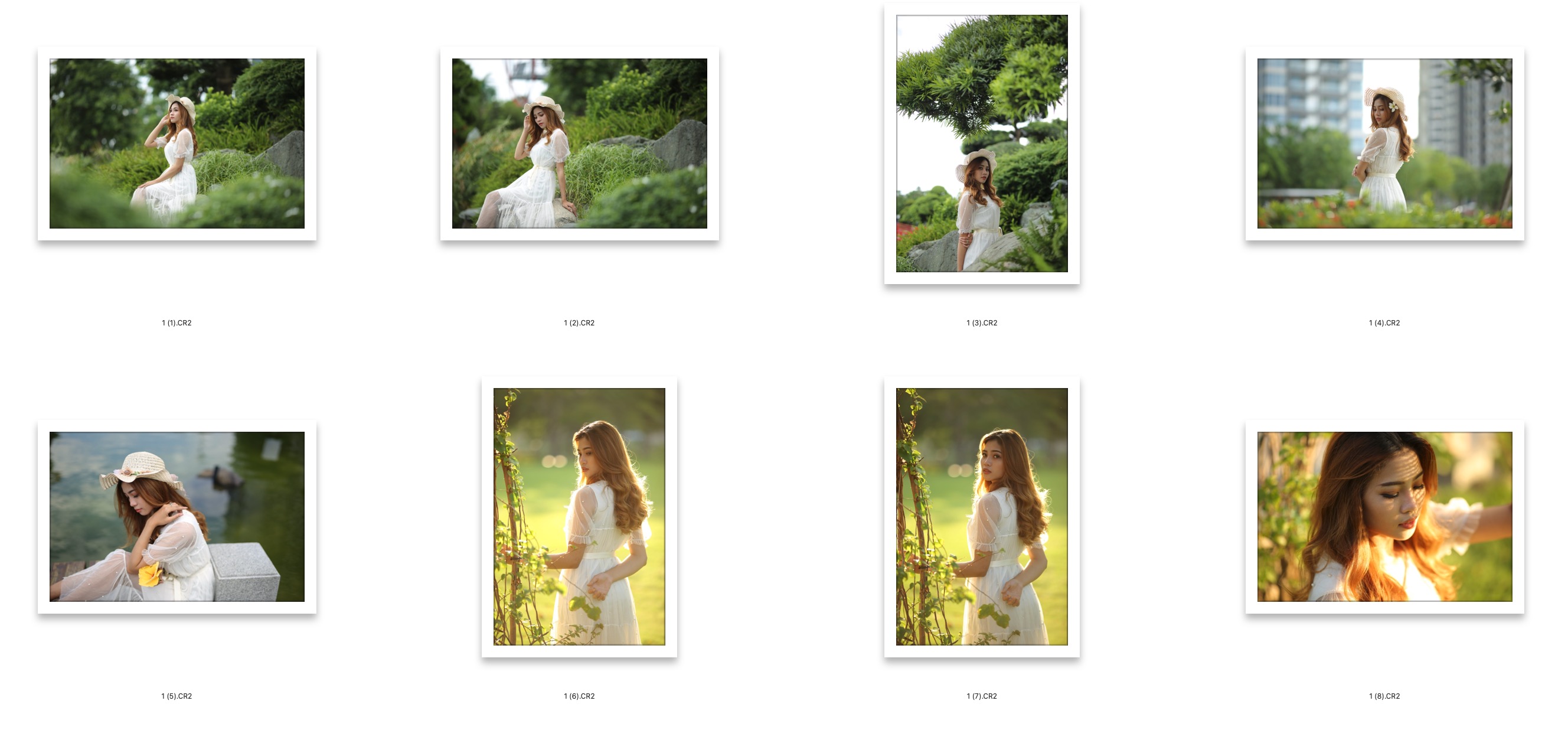 图片[2]-8张白裙绿草清新美少女RAW原图CR2格式人像精修调色练习素材