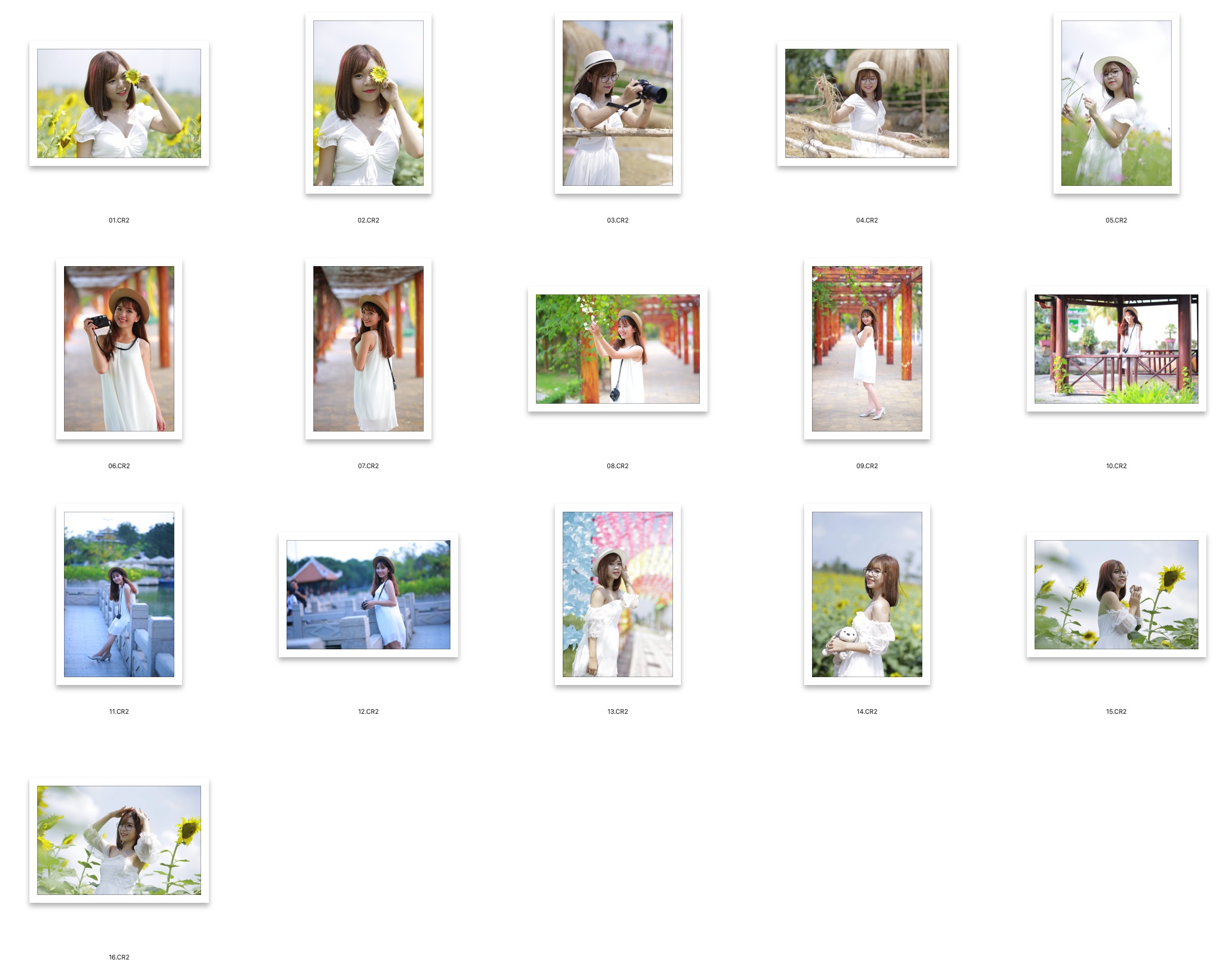 图片[2]-16张公园草帽白裙国产美女RAW原图CR2格式人像精修调色练习素材