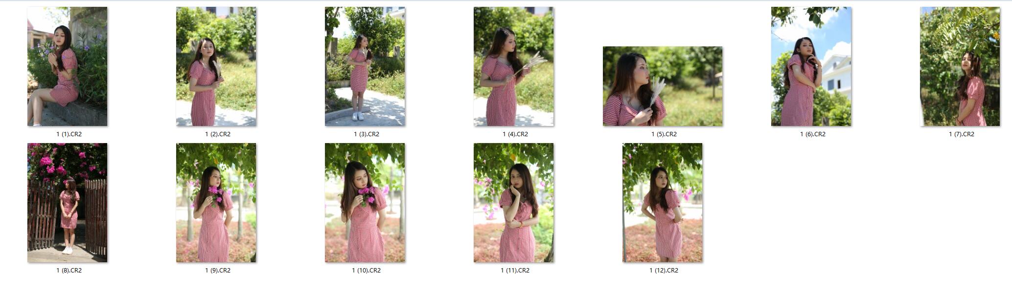 图片[2]-12张红格子长裙美女RAW原片CR2格式人像精修调色练习素材