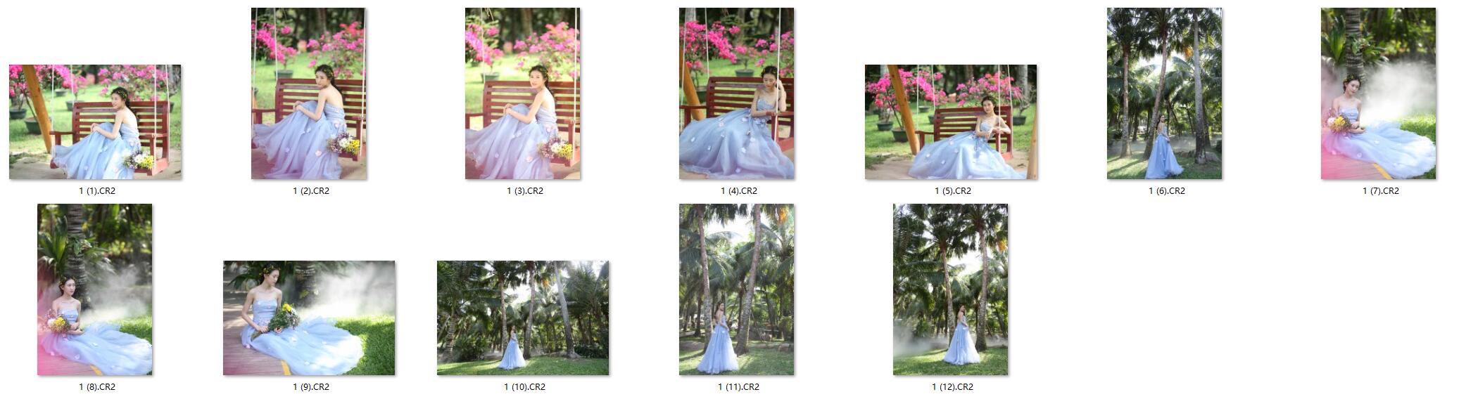 图片[2]-12张纱裙外拍国内大学生美女RAW原片CR2格式人像精修调色练习素材