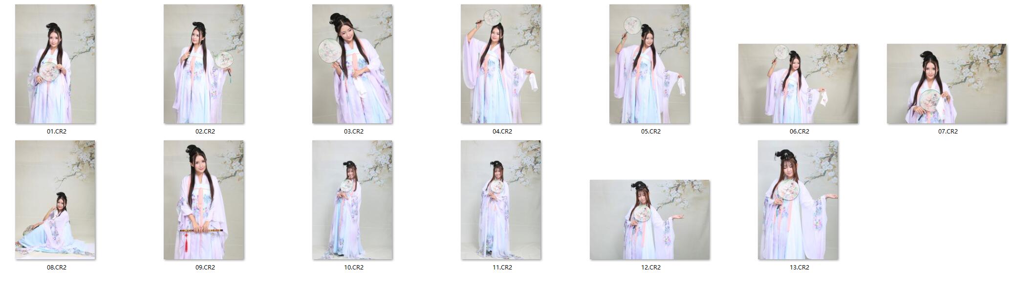 图片[2]-13张纯背景古装唐装汉服美女RAW原片CR2格式人像精修调色练习素材