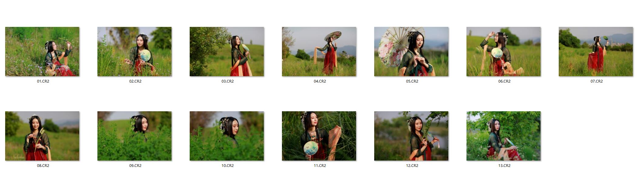 图片[2]-13张花伞璎珞汉服美女RAW原片CR2格式人像精修调色练习素材