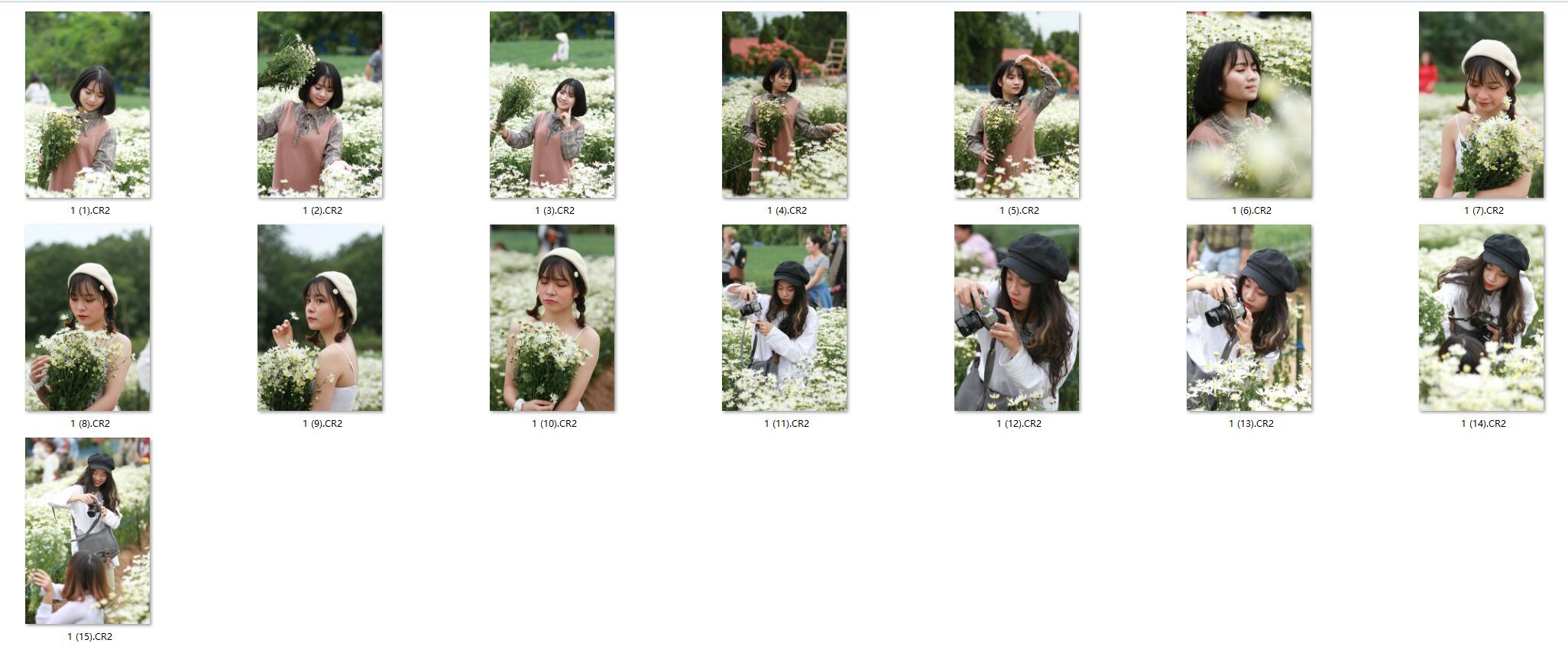 图片[2]-15张白雏菊花田学生美女RAW原片CR2格式人像精修调色练习素材