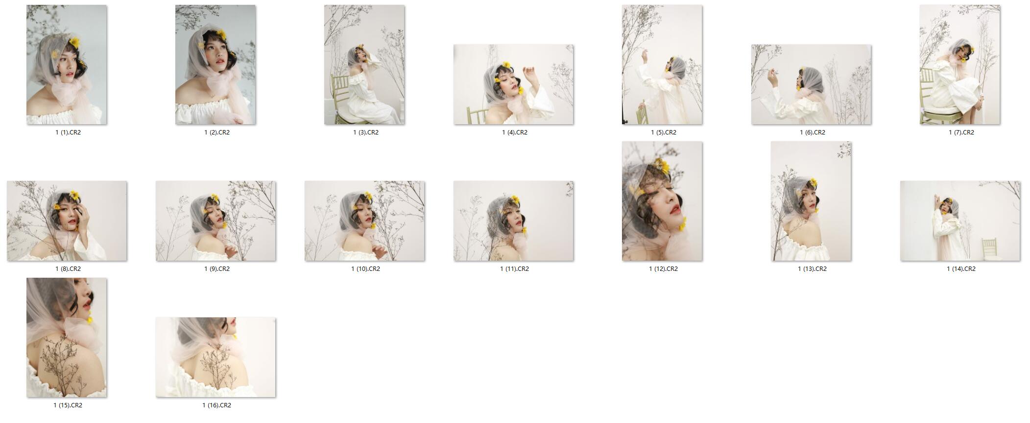 图片[2]-16张纯色背景美女RAW原片CR2格式人像精修调色练习素材