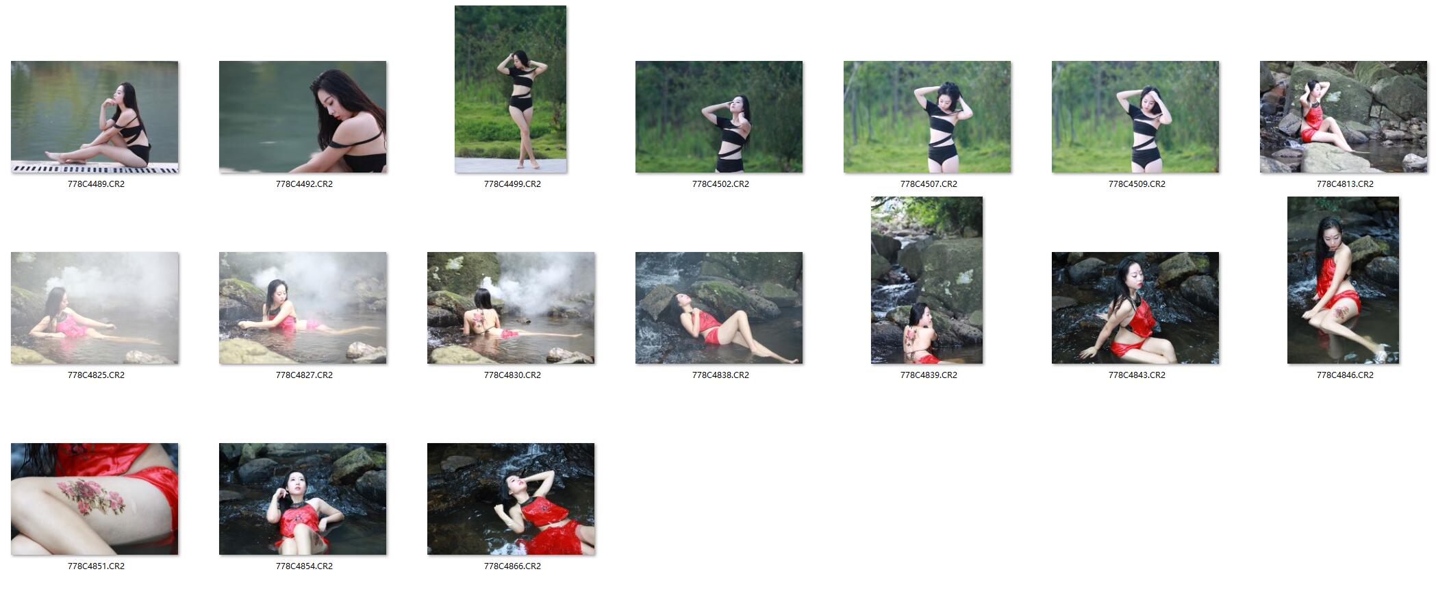 图片[2]-17张美女泳装红与黑RAW原片CR2格式人像精修调色练习素材