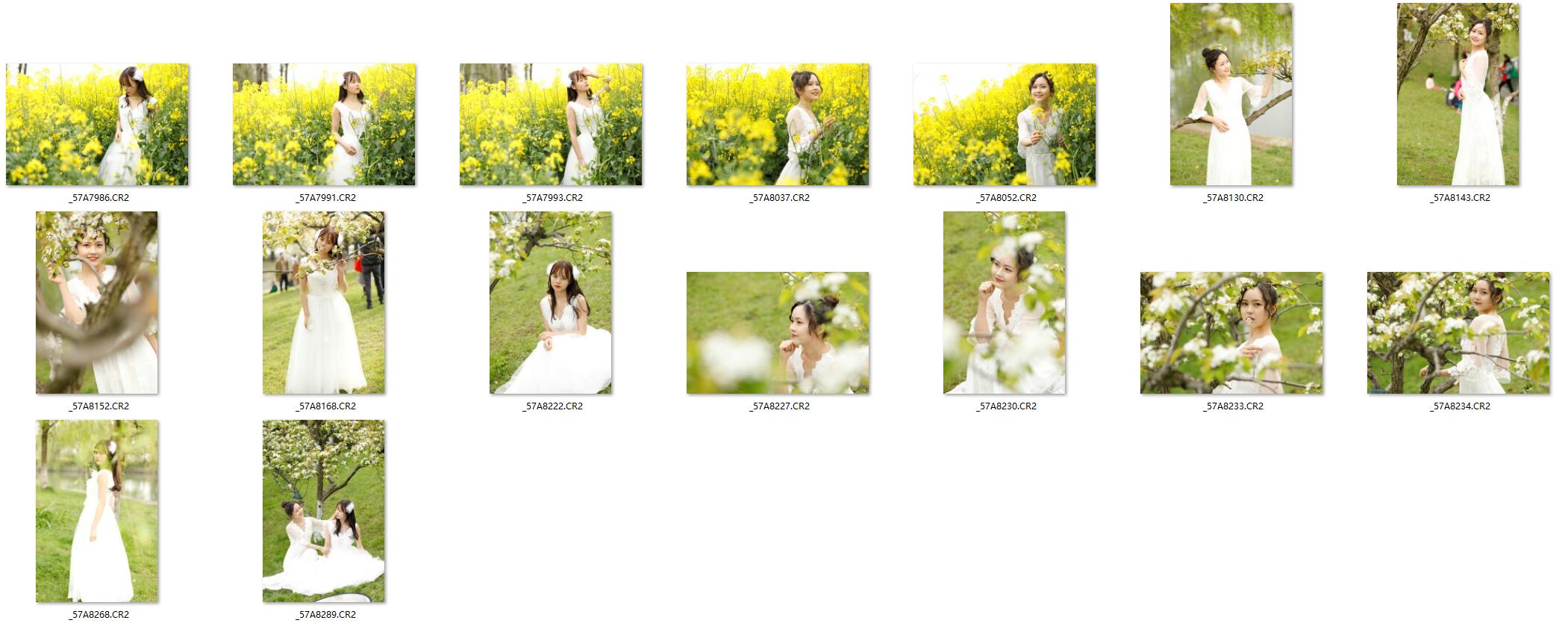 图片[2]-17张花田花树下高质量美女RAW原片CR2格式人像精修调色练习素材