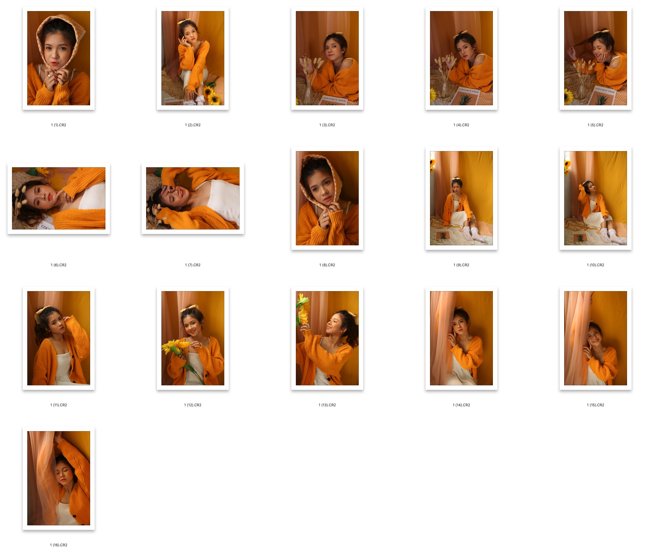 图片[2]-​16张橙色少女室内写真RAW原图CR2格式人像精修调色练习素材