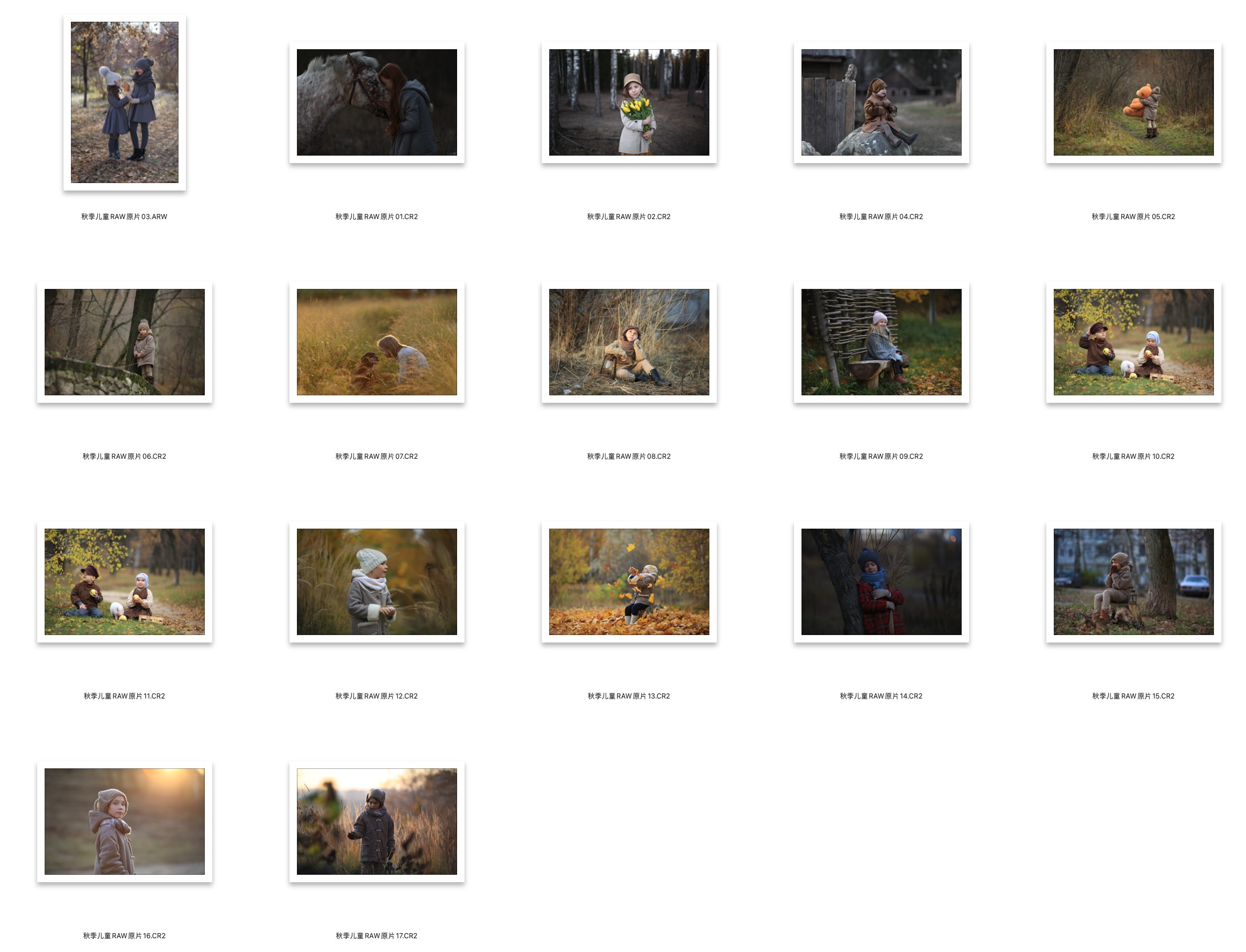 图片[2]-​17张秋季儿童树林实拍RAW原图CR2格式人像精修调色练习素材​
