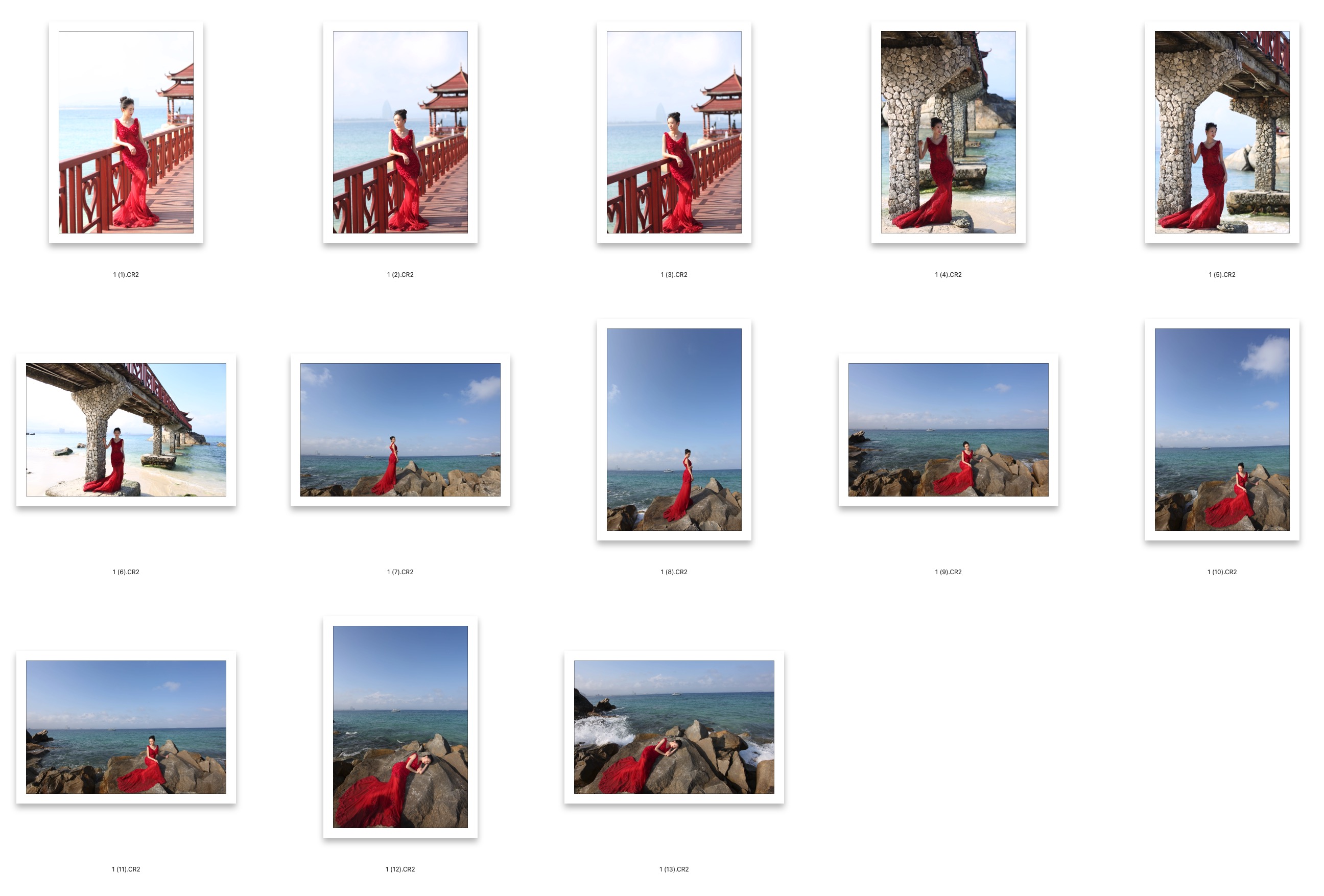 图片[2]-​13张红裙美女海南旅拍RAW原图CR2格式未修原片摄影原档修图练习素材