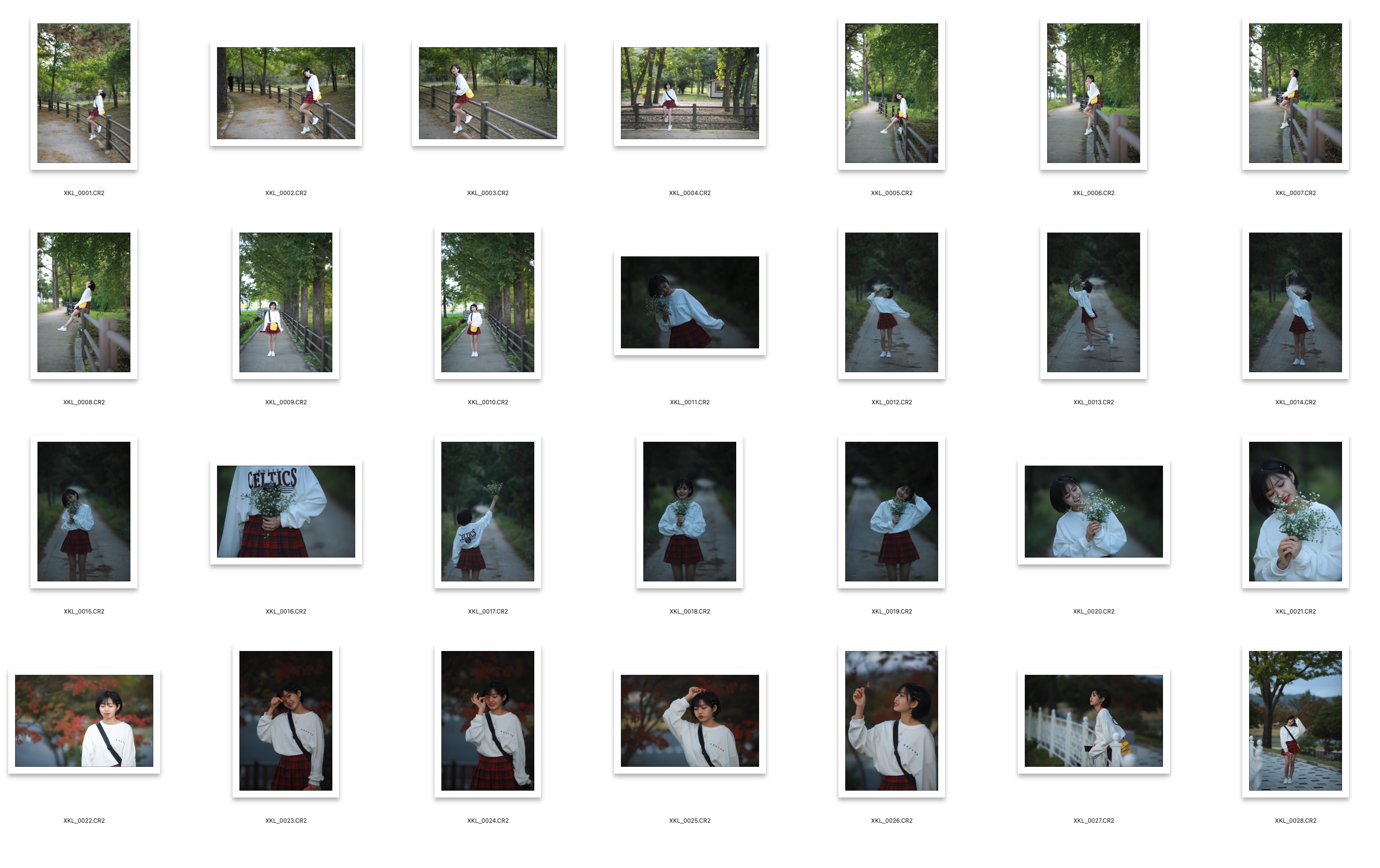 图片[2]-28P公园短发白衣红格短裙青春少女RAW素材,修图练习RAW原图