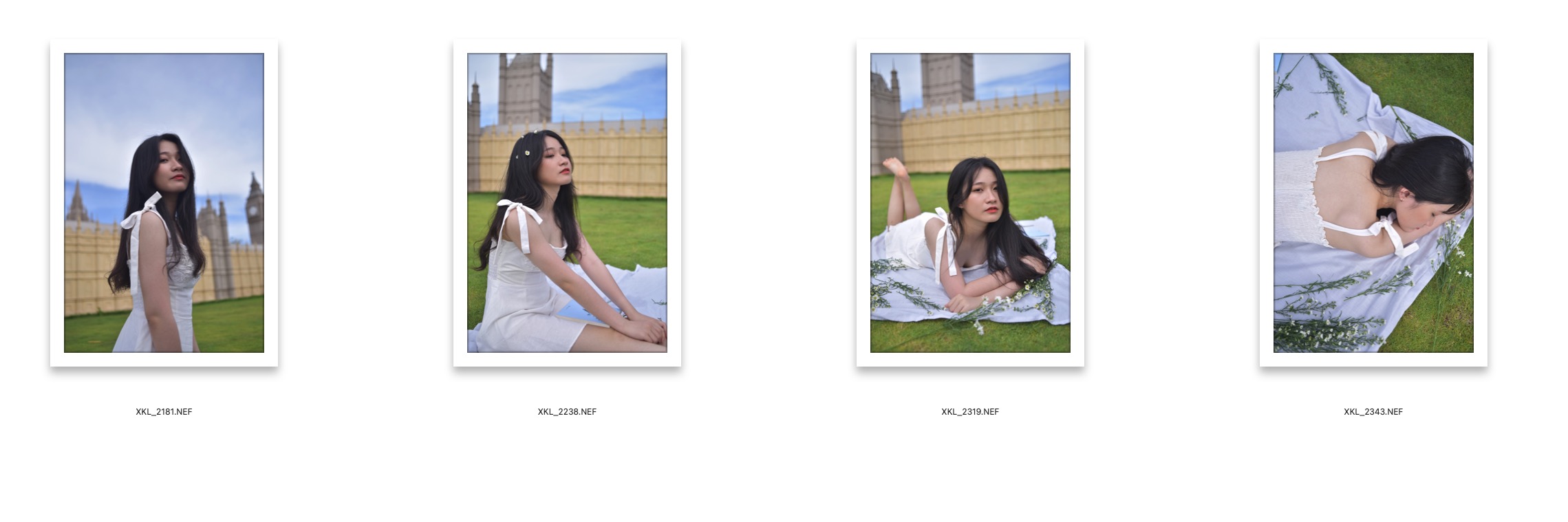 图片[2]-4P清新长发白吊群草地小美女摄影RAW原图修图练习素材