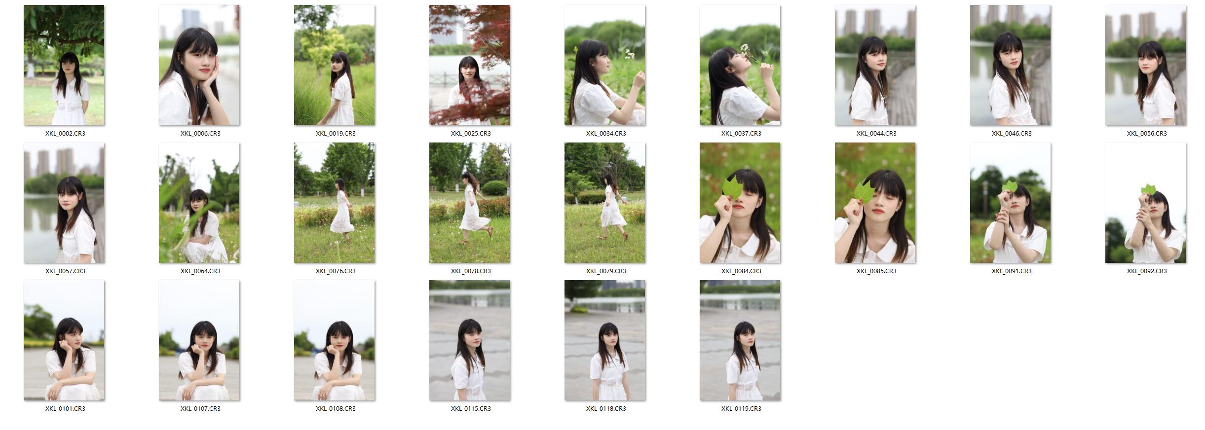 图片[2]-24P清新白裙小学妹 外景约拍人像RAW原图,修图练习RAW素材