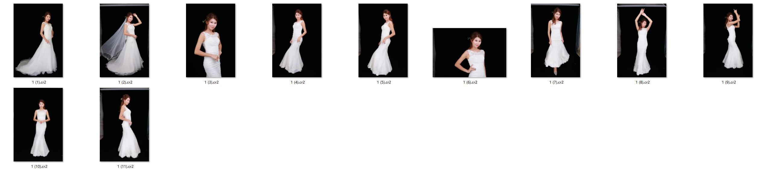 图片[2]-​​​​​11张白色礼服黑背景棚拍RAW原图Canon EOS 70D练习素材