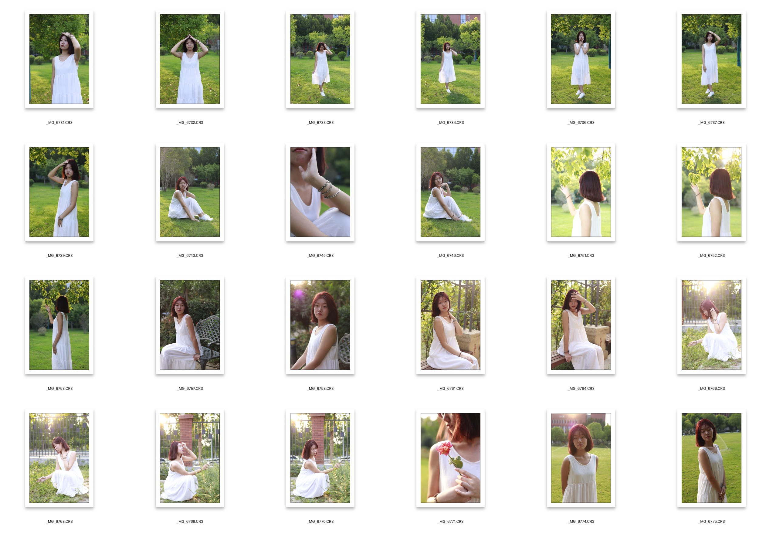 图片[2]-24张草地小清新少女RAW白色连衣裙CR3原图后期练习