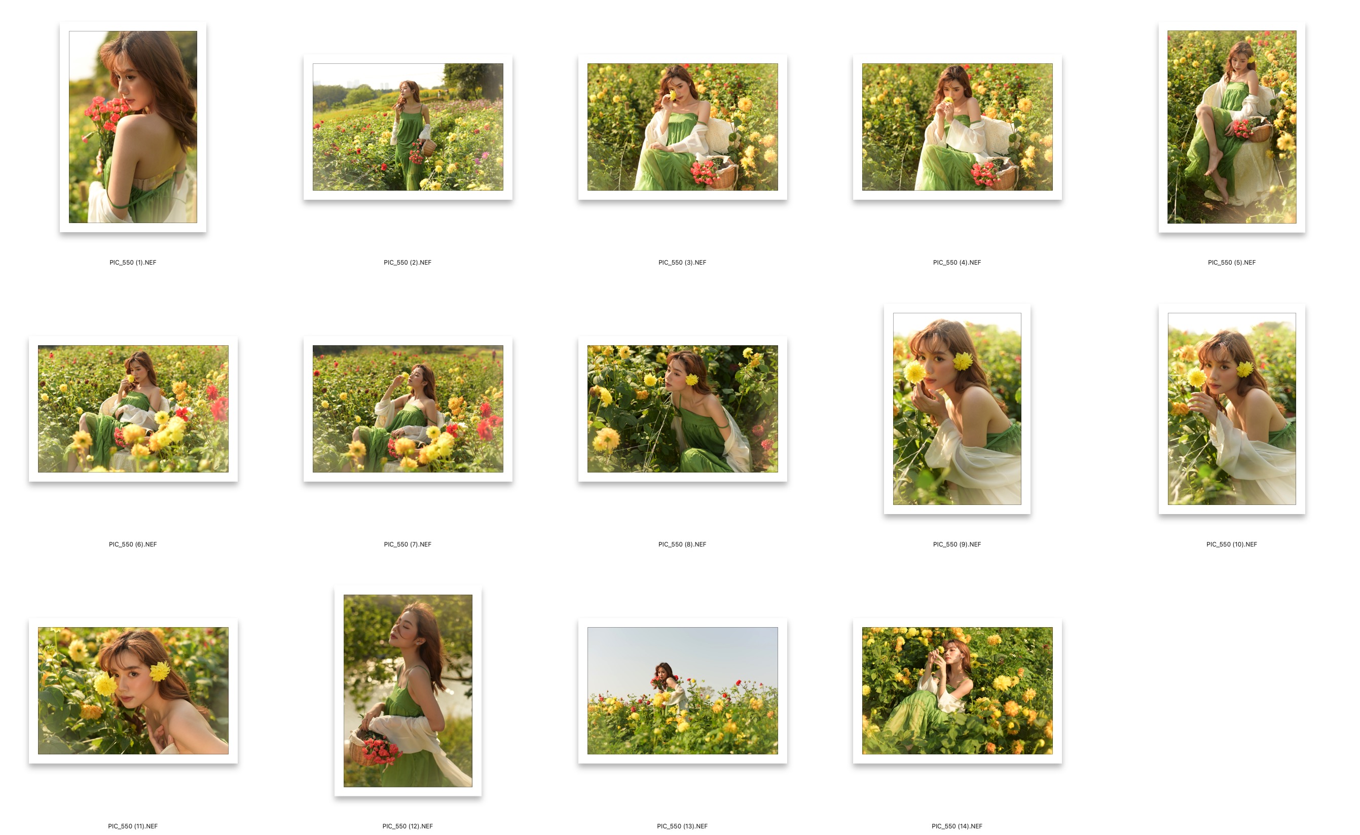 图片[2]-15张户外纯欲风花田绿裙子美女RAW原图NEF格式